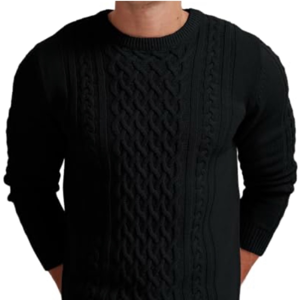 Selected Femme/Homme Cable knit Sweater Chunky Black Turtleneck Cotton blend M
